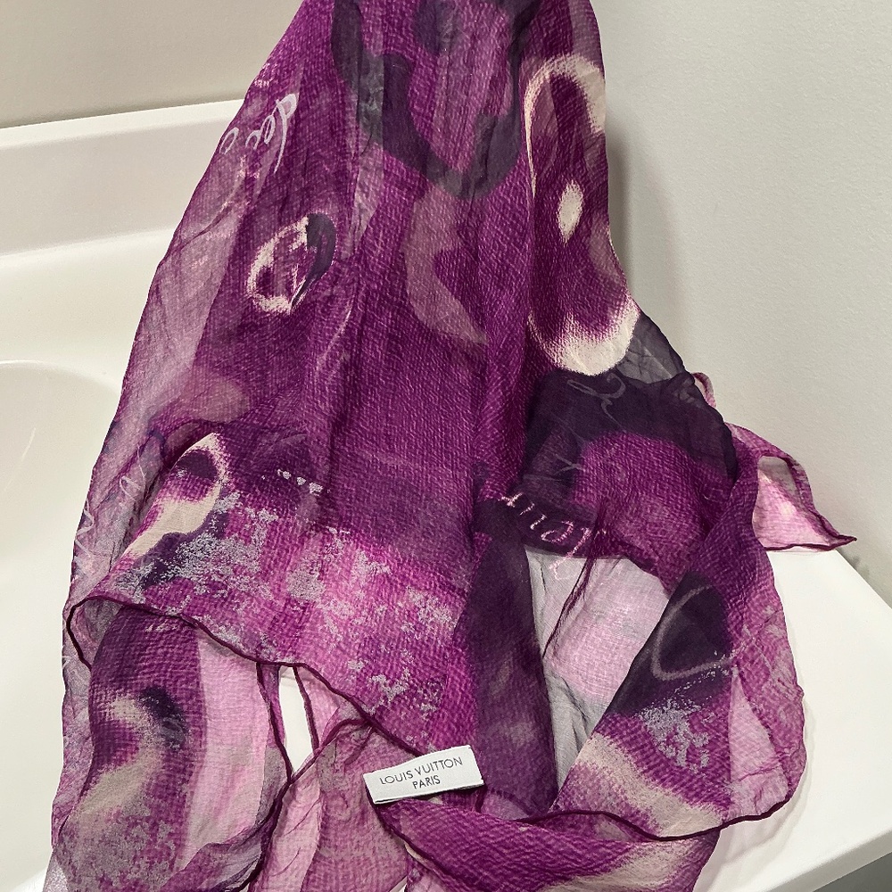 Louis Vuitton purple silk scarf